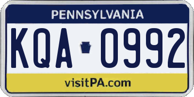 PA license plate KQA0992