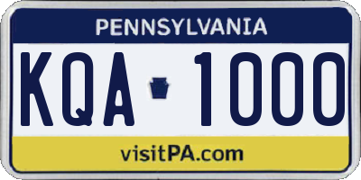 PA license plate KQA1000