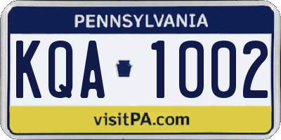 PA license plate KQA1002