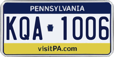 PA license plate KQA1006