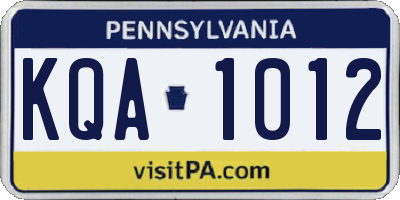 PA license plate KQA1012