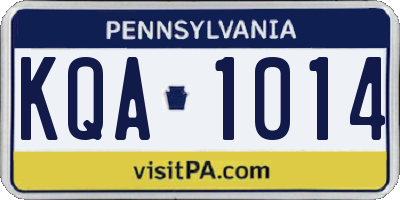 PA license plate KQA1014