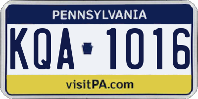 PA license plate KQA1016