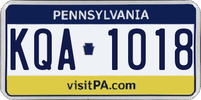 PA license plate KQA1018