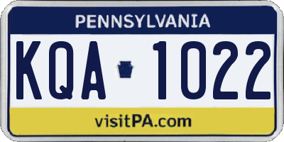 PA license plate KQA1022