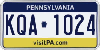 PA license plate KQA1024