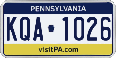 PA license plate KQA1026