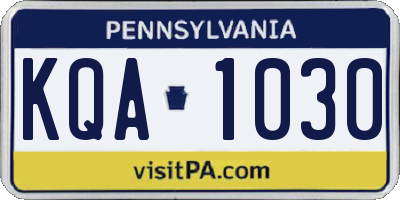 PA license plate KQA1030