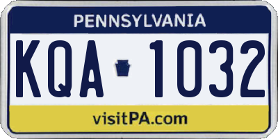 PA license plate KQA1032