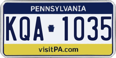 PA license plate KQA1035