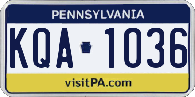 PA license plate KQA1036