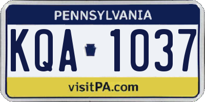PA license plate KQA1037