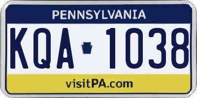 PA license plate KQA1038