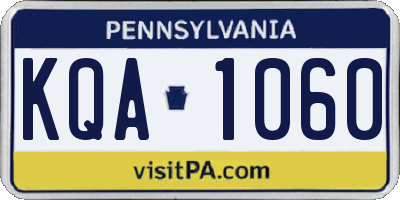 PA license plate KQA1060