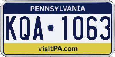 PA license plate KQA1063