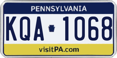 PA license plate KQA1068