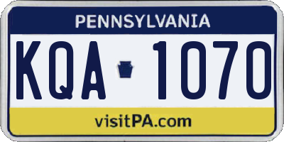 PA license plate KQA1070