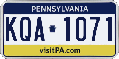 PA license plate KQA1071