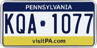 PA license plate KQA1077