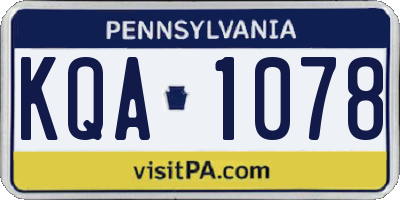 PA license plate KQA1078