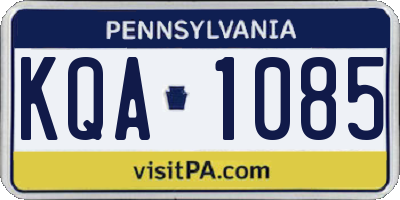 PA license plate KQA1085