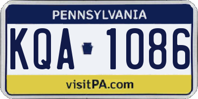 PA license plate KQA1086
