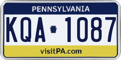 PA license plate KQA1087