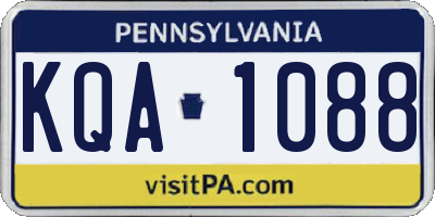 PA license plate KQA1088