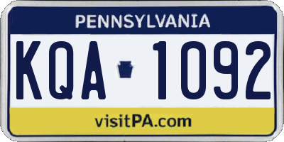 PA license plate KQA1092