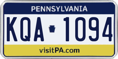 PA license plate KQA1094