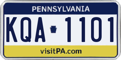 PA license plate KQA1101