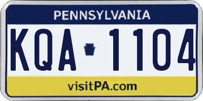 PA license plate KQA1104