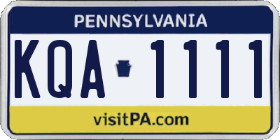 PA license plate KQA1111