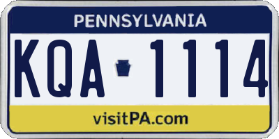 PA license plate KQA1114
