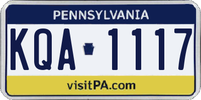 PA license plate KQA1117