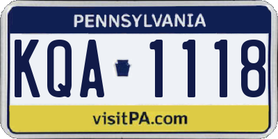PA license plate KQA1118