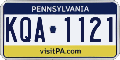 PA license plate KQA1121