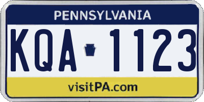 PA license plate KQA1123