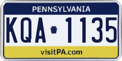 PA license plate KQA1135