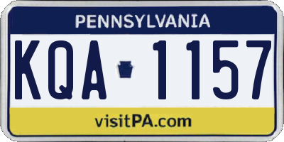 PA license plate KQA1157