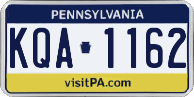 PA license plate KQA1162
