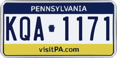 PA license plate KQA1171