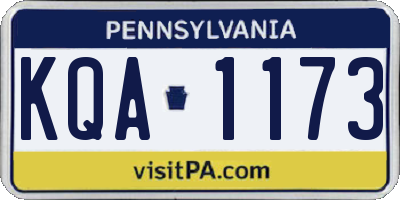 PA license plate KQA1173
