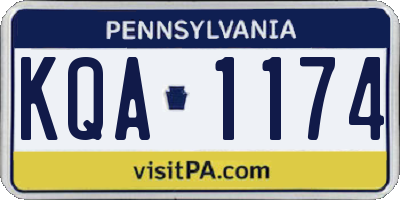 PA license plate KQA1174