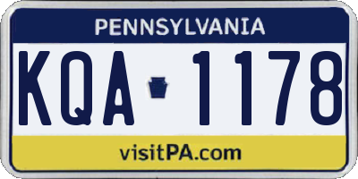 PA license plate KQA1178