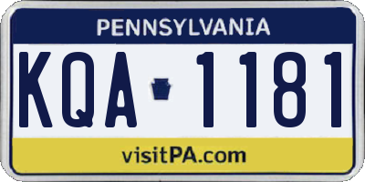 PA license plate KQA1181