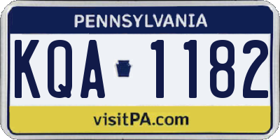 PA license plate KQA1182