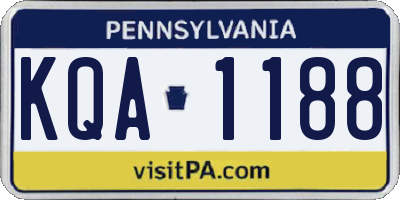 PA license plate KQA1188