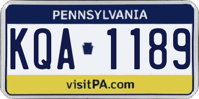 PA license plate KQA1189
