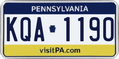 PA license plate KQA1190